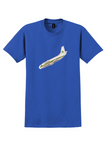 Air Atlantis T-Shirt - Vintage Boeing 737 Shape Bag Sticker - Royal Blue
