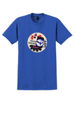 LOT Polish Airlines T-Shirt - Vintage Crane Collage Bag Sticker - Royal Blue