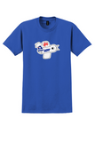 LOT Polish Airlines T-Shirt - Vintage Fly LOT Cartoon Plane Sticker - Royal Blue