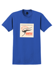 Qantas Airways T-Shirt - Vintage Round-the-World Jet Airline Sticker - Royal Blue