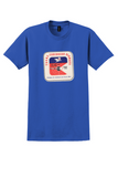Trans Caribbean Airways T-Shirt - Vintage Radar Eyes Bag Sticker - Royal Blue