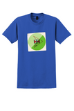 Vintage Logo T-Shirt - Green Circle Flag and Arrow Sticker - Royal Blue