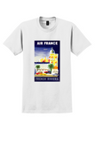 Air France French Riviera T-Shirt - Vintage Harbor Poster - White