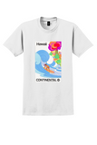 Continental Airlines Hawaii T-Shirt - Vintage Psychedelic Surfer Poster - White