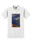 Misr Airlines Cairo T-Shirt - Vintage Pyramids and Palms Poster - White