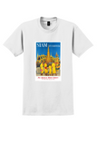 Pan Am Siam T-Shirt - Baskerville Temple and Monks Poster - White