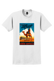 Trans-Australian Railway T-Shirt - Vintage Camel and Train Poster - White
