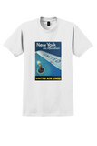 United Air Lines New York T-Shirt - Vintage Liberty Torch Poster - White