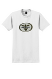 Continental Airlines T-Shirt - Vintage Gold Eagle Oval Bag Sticker - White