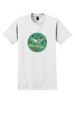 Japan Air Lines T-Shirt - Vintage Pacific Courier Crane Bag Sticker - White