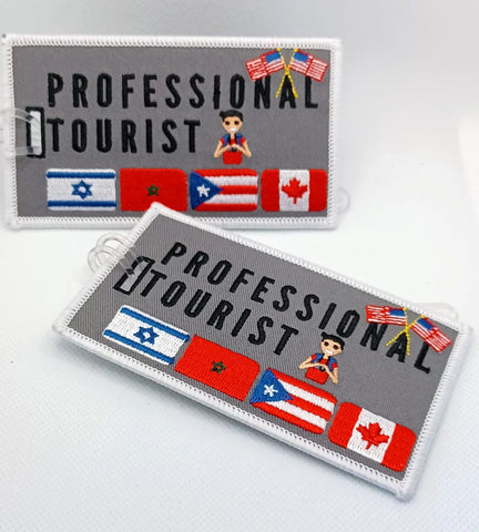 Grey Professional Tourist - Embroidered Bag Tag