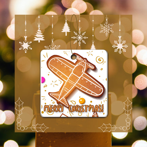 Gingerbread Plane Square Acrylic Ornament