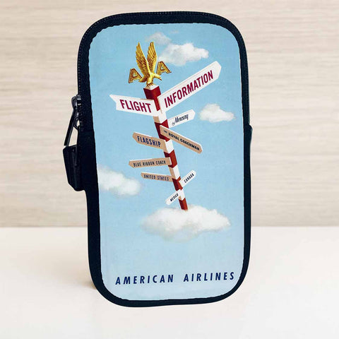 AA Flght Information Vintage Travel Pouch