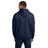 Man wearing navy American Airlines 1962 logo hoodie, back view