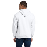 Man wearing white American Airlines 1962 logo hoodie, back view