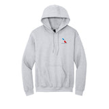 American Airlines 2013 logo embroidered pullover hoodie in ash grey, front view with left chest logo