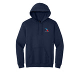 American Airlines 2013 logo embroidered pullover hoodie in navy, front view with left chest logo