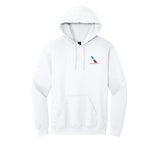 American Airlines 2013 logo embroidered pullover hoodie in white, front view with left chest logo