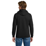 Man wearing black American Airlines full-zip hoodie, back view