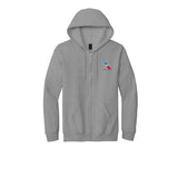 American Airlines 2013 logo embroidered full-zip hoodie in gray, front view with left chest logo