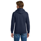 Man wearing navy American Airlines full-zip hoodie, back view