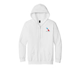 American Airlines 2013 logo embroidered full-zip hoodie in white, front view with left chest logo
