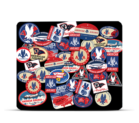 American Airlines Bag Sticker Collage Mousepad