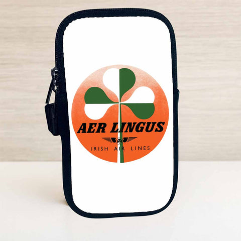 Aer Lingus Irish Airlines Green & White Shamrock Travel Pouch