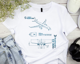 Airbus A220-300 Bombardier CS-300 Schematics T-Shirt