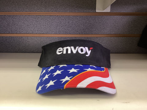 Sun Visor with Envoy Logo and USA Flag Design on Bill