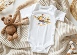 Bébé prenant son envol – Création de peinture – Grenouillère pour nourrisson