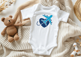 Valentine Blue Heart With Plane Infant Bodysuit