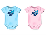 Valentine Blue Heart With Plane Infant Bodysuit