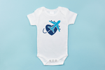 Valentine Blue Heart With Plane Infant Bodysuit