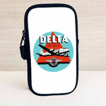 Delta Air Lines Vintage 1950's Light Blue Bag Sticker Travel Pouch