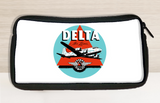 Pochette de voyage autocollante bleu clair vintage des années 1950 Delta Air Lines