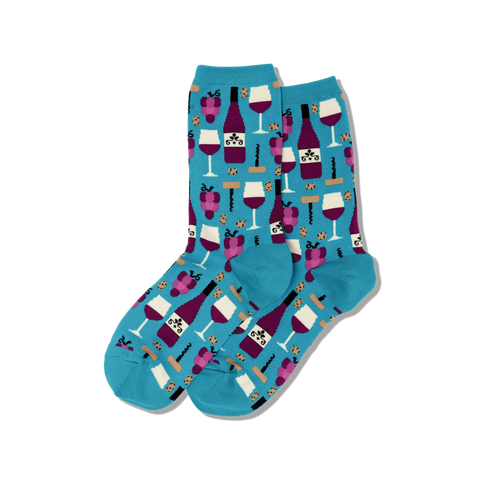 Blue Grape Wine Womens Crew Socks