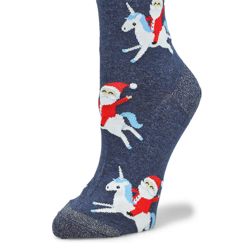 Christmas Socks - Santa Riding His Unicorn Hot Sox for Women