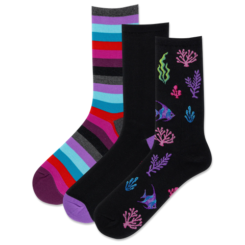 Hot Sox for Women - Coral Reef - Crew Sock 3 pk