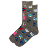 Travel Themed Storm Grey Women's Crew Socks