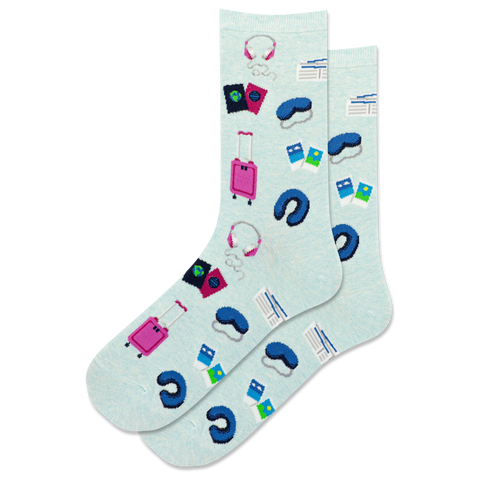 Travel Themed Storm Grey Women's Crew Socks