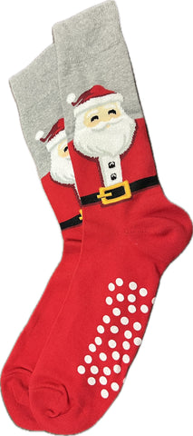 Christmas Socks - Fuzzy Santa Claus Hot Sox for Men w/Grip