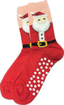 Christmas Socks - Fuzzy Santa Claus Hot Sox for Women w/Grip