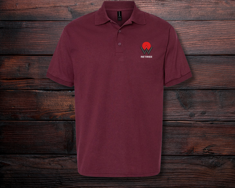 AmericaWest Grey & Red Retiree Embroidered Wicking Polo