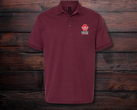 AmericaWest White, Red & Teal Retiree Embroidered Wicking Polo