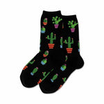 Potted Cactus Women's Travel Themed Crew Socks