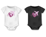 Pink Valentine Heart With Plane Infant Bodysuit