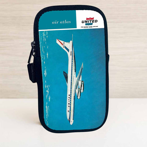 United Airlines DC8 Bag Sticker Travel Pouch