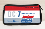 United Airlines 1950's DC-7 Mainliner Bag Sticker Travel Pouch
