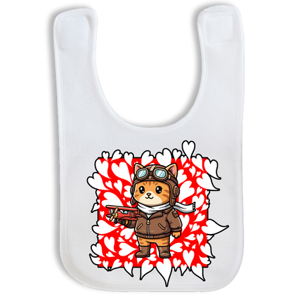 Little Valentine Cat Pilot Baby Bib
